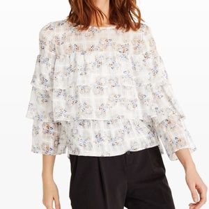 Club Monaco Zamoen Tiered Floral Top Size S
